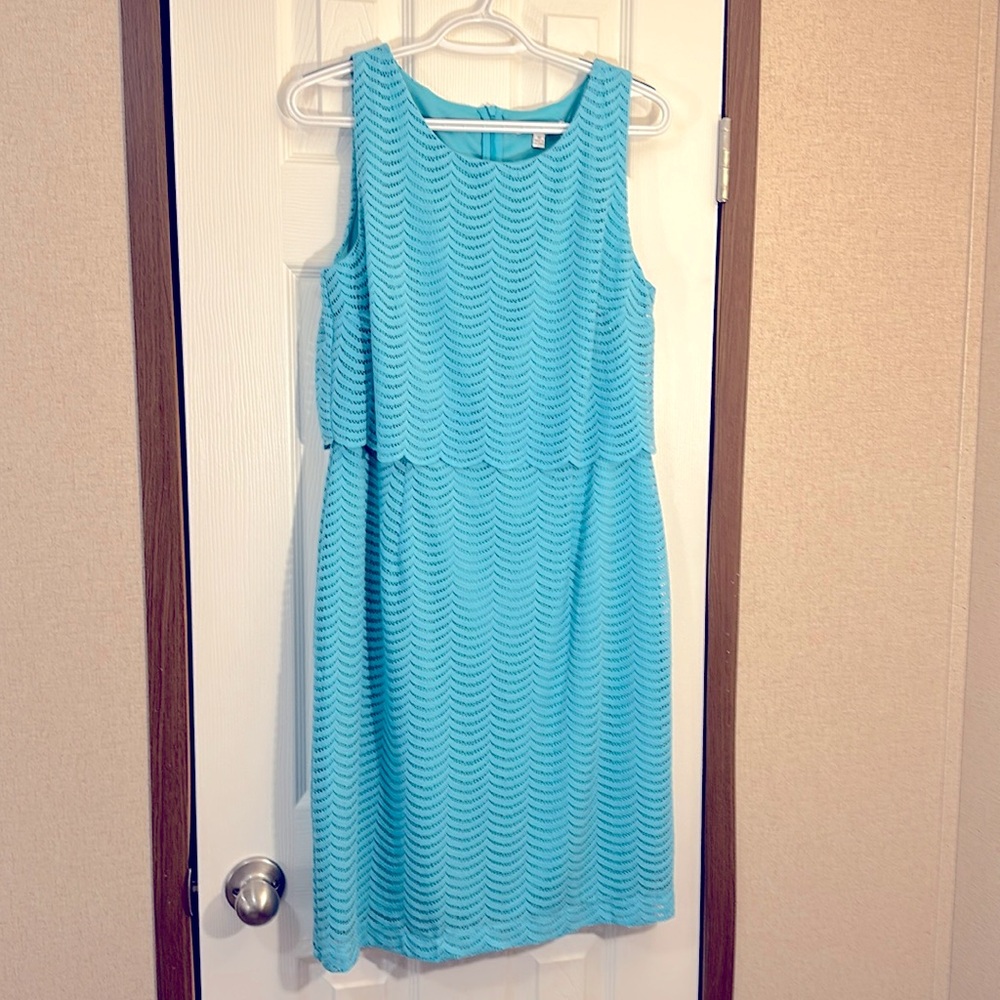 Size 10 dress. Turquoise blue. Lined. Sleeveless